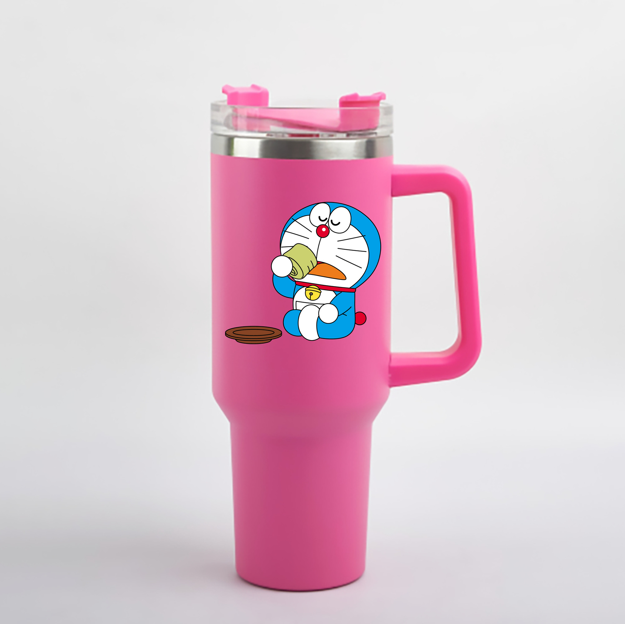 （画像用） ドラえもん Doraemon 1200mL車用タンブラー - クリスタルステッカー（プラスチックストロー付き）
